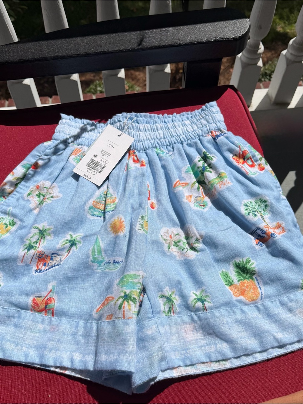 crown & ivy Light Blue Tropical Print Pull-On Shorts